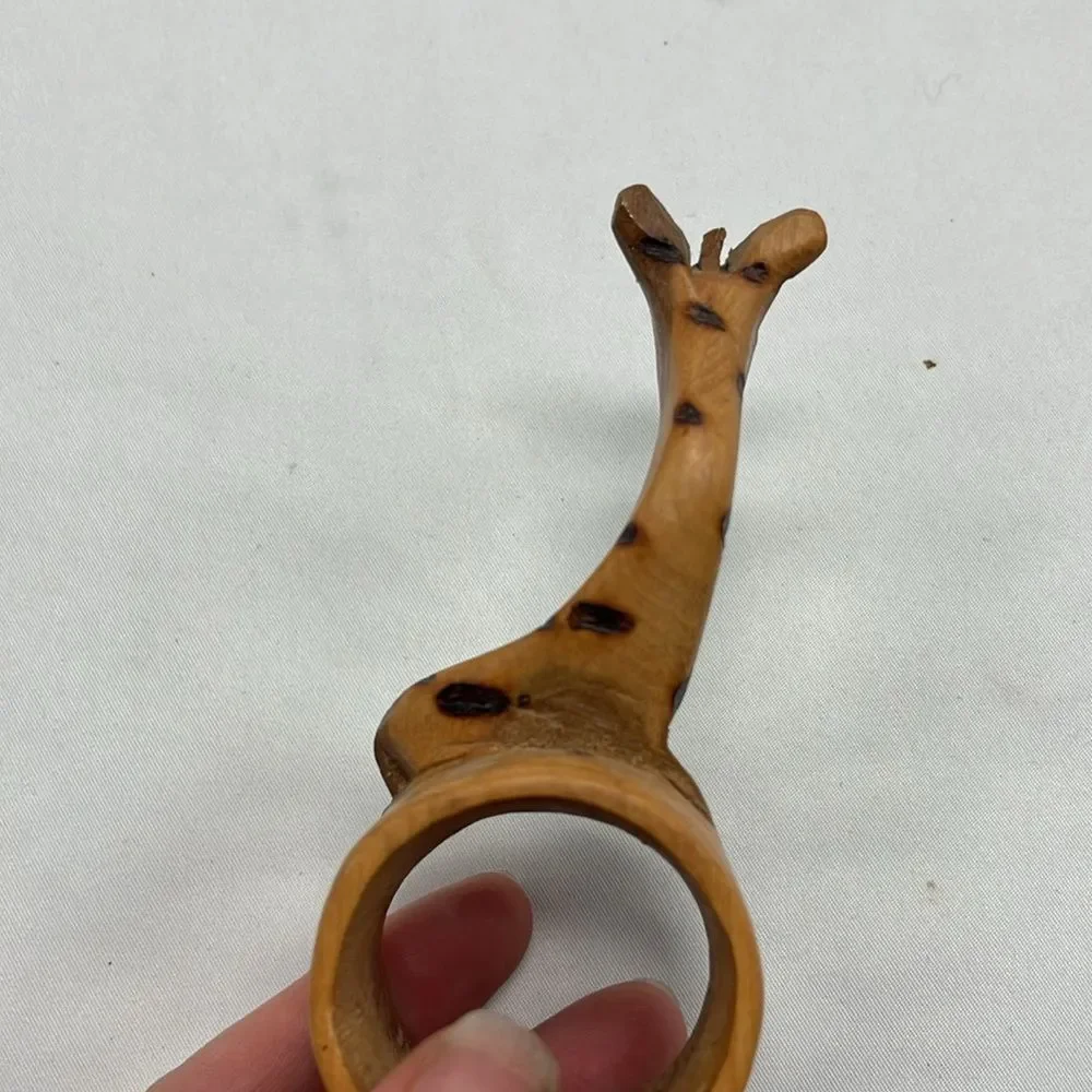 Set of Two Handcarved Giraffe Napkin Rigs